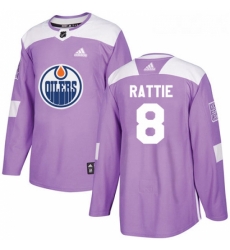 Youth Adidas Edmonton Oilers 8 Ty Rattie Authentic Purple Fights Cancer Practice NHL Jersey 