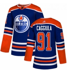 Youth Adidas Edmonton Oilers 91 Drake Caggiula Authentic Royal Blue Alternate NHL Jersey 