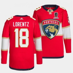 Men Florida Panthers 18 Steven Lorentz Red Home 2024 Stanley Cup Champions Stitched Jersey