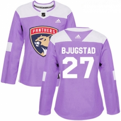 Womens Adidas Florida Panthers 27 Nick Bjugstad Authentic Purple Fights Cancer Practice NHL Jersey 