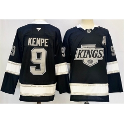 Men Los Angeles Kings 9 Adrian Kempe Black 2024 25 Home With A Patch Stitched Hockey Jersey