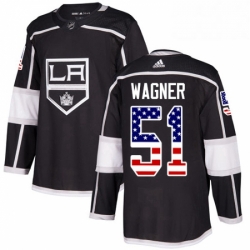 Mens Adidas Los Angeles Kings 51 Austin Wagner Authentic Black USA Flag Fashion NHL Jersey 