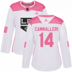 Womens Adidas Los Angeles Kings 14 Mike Cammalleri Authentic WhitePink Fashion NHL Jersey 