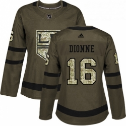 Womens Adidas Los Angeles Kings 16 Marcel Dionne Authentic Green Salute to Service NHL Jersey 