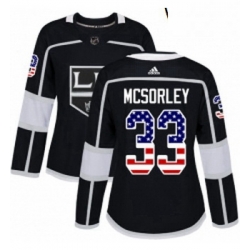 Womens Adidas Los Angeles Kings 33 Marty Mcsorley Authentic Black USA Flag Fashion NHL Jersey 