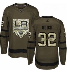 Youth Adidas Los Angeles Kings 32 Jonathan Quick Authentic Green Salute to Service NHL Jersey 