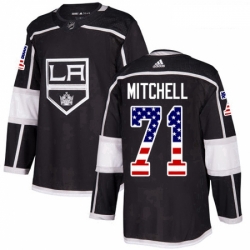 Youth Adidas Los Angeles Kings 71 Torrey Mitchell Authentic Black USA Flag Fashion NHL Jersey 