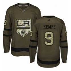 Youth Adidas Los Angeles Kings 9 Adrian Kempe Authentic Green Salute to Service NHL Jersey 