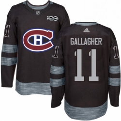 Mens Adidas Montreal Canadiens 11 Brendan Gallagher Premier Black 1917 2017 100th Anniversary NHL Jersey 