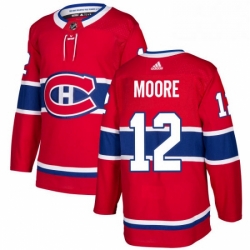 Mens Adidas Montreal Canadiens 12 Dickie Moore Authentic Red Home NHL Jersey 