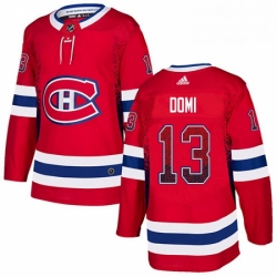 Mens Adidas Montreal Canadiens 13 Max Domi Authentic Red Drift Fashion NHL Jersey 