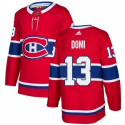 Mens Adidas Montreal Canadiens 13 Max Domi Authentic Red Home NHL Jersey 