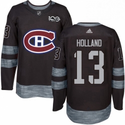 Mens Adidas Montreal Canadiens 13 Peter Holland Premier Black 1917 2017 100th Anniversary NHL Jersey 