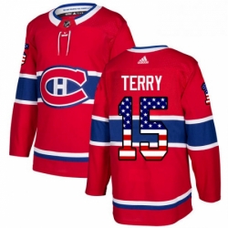 Mens Adidas Montreal Canadiens 15 Chris Terry Authentic Red USA Flag Fashion NHL Jersey 