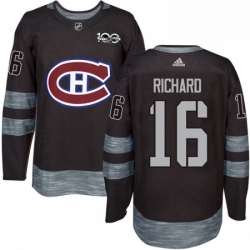 Mens Adidas Montreal Canadiens 16 Henri Richard Authentic Black 1917 2017 100th Anniversary NHL Jersey 