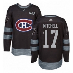 Mens Adidas Montreal Canadiens 17 Torrey Mitchell Authentic Black 1917 2017 100th Anniversary NHL Jersey 