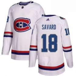 Mens Adidas Montreal Canadiens 18 Serge Savard Authentic White 2017 100 Classic NHL Jersey 