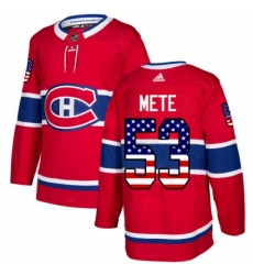 Mens Adidas Montreal Canadiens 53 Victor Mete Authentic Red USA Flag Fashion NHL Jersey 