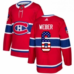 Mens Adidas Montreal Canadiens 6 Shea Weber Authentic Red USA Flag Fashion NHL Jersey 