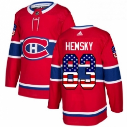 Mens Adidas Montreal Canadiens 83 Ales Hemsky Authentic Red USA Flag Fashion NHL Jersey 