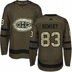 Mens Adidas Montreal Canadiens 83 Ales Hemsky Premier Green Salute to Service NHL Jersey 
