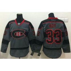 Montreal Canadiens #33 Patrick Roy Charcoal Cross Check Fashion Stitched NHL Jersey