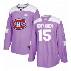 Youth Adidas Montreal Canadiens 15 Jesperi Kotkaniemi Authentic Purple Fights Cancer Practice NHL Jersey 