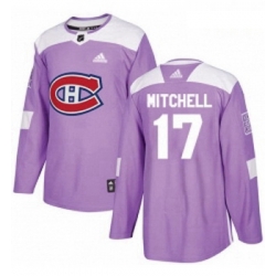 Youth Adidas Montreal Canadiens 17 Torrey Mitchell Authentic Purple Fights Cancer Practice NHL Jersey 