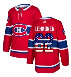 Youth Adidas Montreal Canadiens 62 Artturi Lehkonen Authentic Red USA Flag Fashion NHL Jersey 