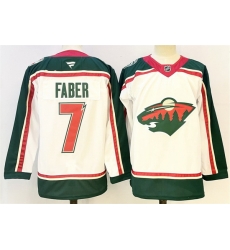Men Minnesota Wild 7 Brock Faber White 2025 25th Anniversary Stitched Hockey Jersey