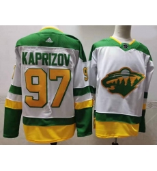 Men Minnesota Wild 97 Kirill Kaprizov White 2020 21 Reverse Retro Adidas Jersey