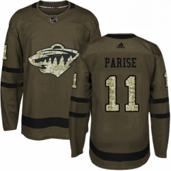 Mens Adidas Minnesota Wild 11 Zach Parise Premier Green Salute to Service NHL Jersey 