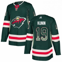 Mens Adidas Minnesota Wild 19 Luke Kunin Authentic Green Drift Fashion NHL Jersey 