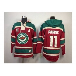 NHL Jerseys Minnesota Wild #11 parise red-green[pullover hooded sweatshirt][patch A][parise]