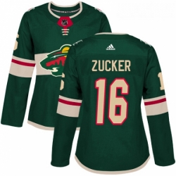 Womens Adidas Minnesota Wild 16 Jason Zucker Authentic Green Home NHL Jersey 