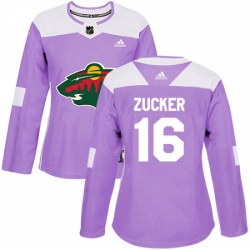 Womens Adidas Minnesota Wild 16 Jason Zucker Authentic Purple Fights Cancer Practice NHL Jersey 