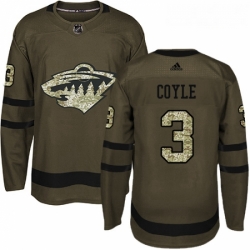 Youth Adidas Minnesota Wild 3 Charlie Coyle Authentic Green Salute to Service NHL Jersey 