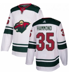 Youth Adidas Minnesota Wild 35 Andrew Hammond Authentic White Away NHL Jersey 