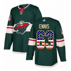 Youth Adidas Minnesota Wild 63 Tyler Ennis Authentic Green USA Flag Fashion NHL Jersey 