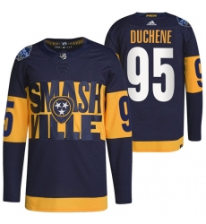 Men Nashville Predators 95 Matt Duchene 2022 Navy Stadium Series Breakaway Player Stitched Jersey