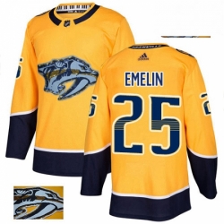 Mens Adidas Nashville Predators 25 Alexei Emelin Authentic Gold Fashion Gold NHL Jersey 