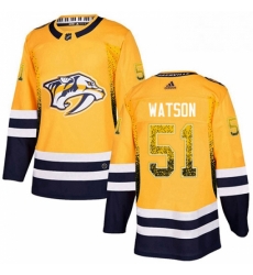 Mens Adidas Nashville Predators 51 Austin Watson Authentic Gold Drift Fashion NHL Jersey 