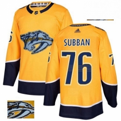 Mens Adidas Nashville Predators 76 PK Subban Authentic Gold Fashion Gold NHL Jersey 