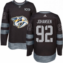 Mens Adidas Nashville Predators 92 Ryan Johansen Authentic Black 1917 2017 100th Anniversary NHL Jersey 