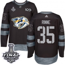 Predators #35 Pekka Rinne Black 1917 2017 100th Anniversary Stanley Cup Final Patch Stitched NHL Jersey