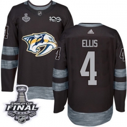 Predators #4 Ryan Ellis Black 1917 2017 100th Anniversary 2017 Stanley Cup Final Patch Stitched NHL Jersey