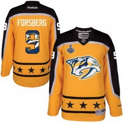 Predators #9 Filip Forsberg Yellow 2017 Stanley Cup Team Logo Fashion Stitched NHL Jersey