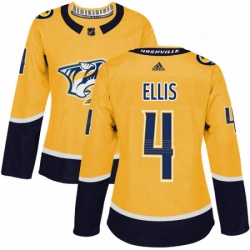 Womens Adidas Nashville Predators 4 Ryan Ellis Authentic Gold Home NHL Jersey 