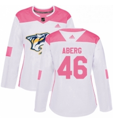 Womens Adidas Nashville Predators 46 Pontus Aberg Authentic WhitePink Fashion NHL Jersey 