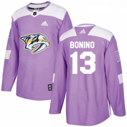 Youth Adidas Nashville Predators 13 Nick Bonino Authentic Purple Fights Cancer Practice NHL Jersey 